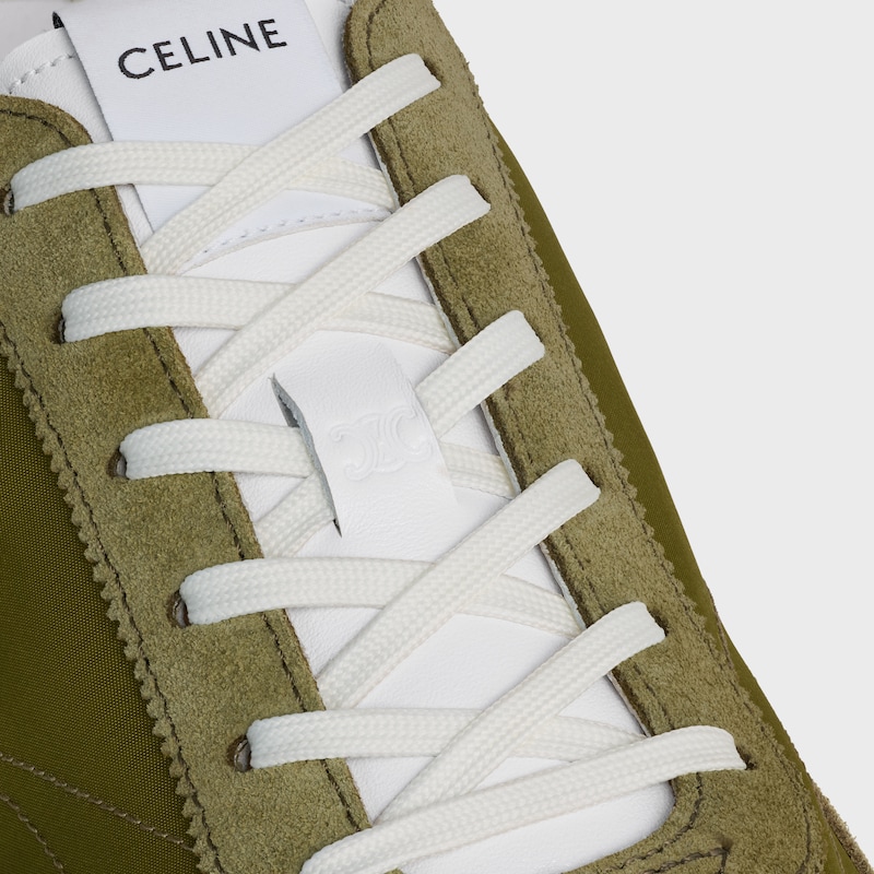RACER SNEAKER IN NYLON, SUEDE CALFSKIN AND CALFSKIN - OLIVE -  - 1 | CELINE
