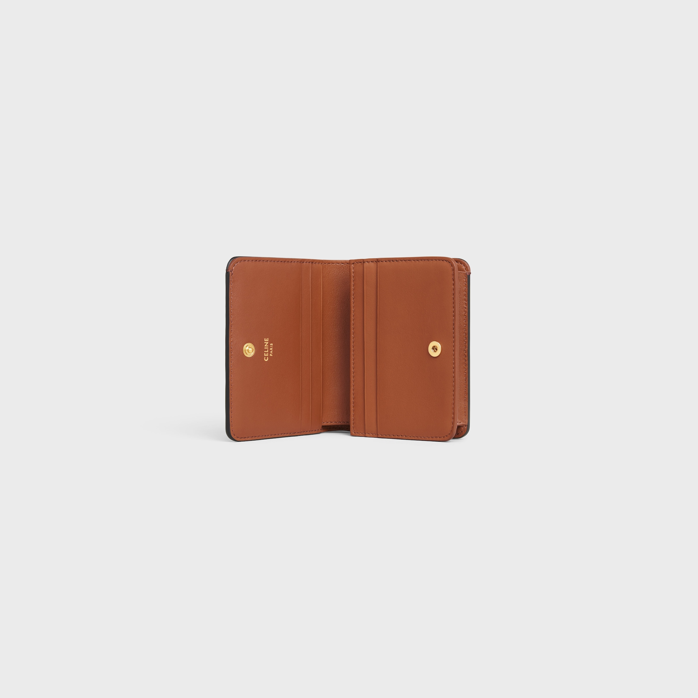 TRIOMPHE COMPACT WALLET IN Triomphe Canvas - TAN | CELINE