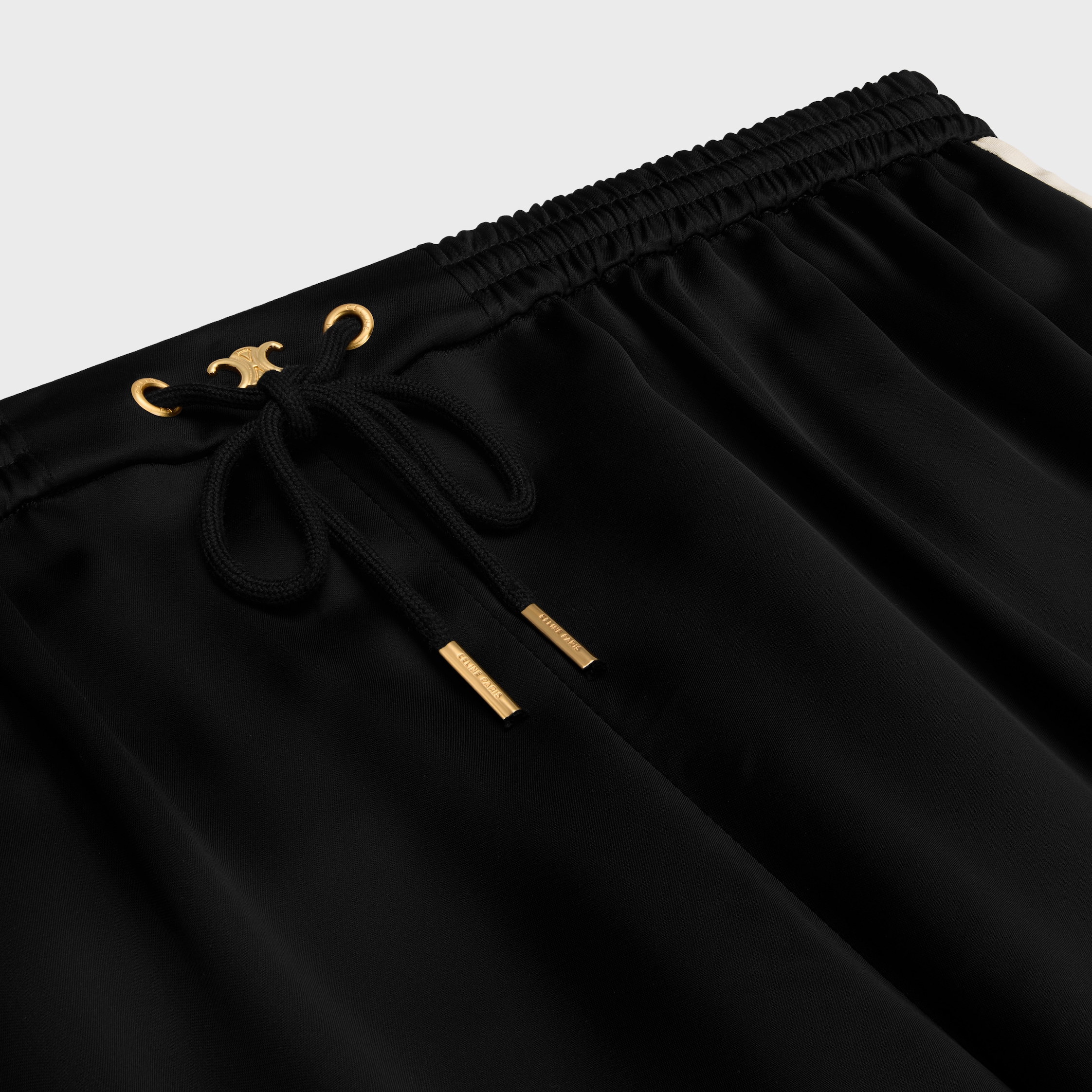 パンツ CELINE Triomphe jogging trousers triomphe jogging pants in flowing satin - BLACK | CELINE