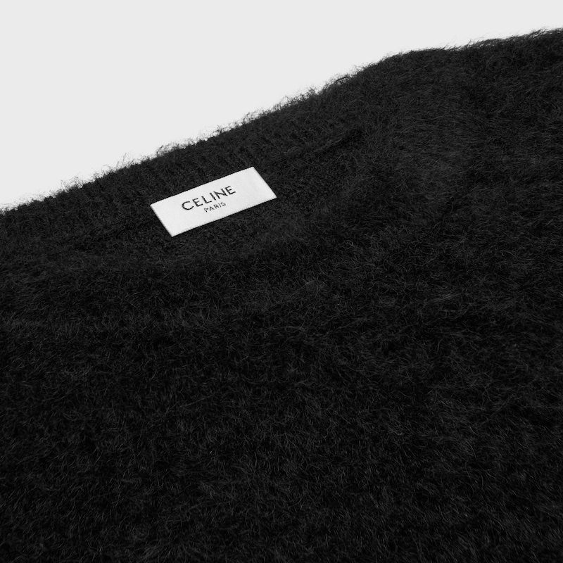 JERSEY CON CUELLO REDONDO DE MOHAIR PEINADO - NEGRO -  - 1 | CELINE