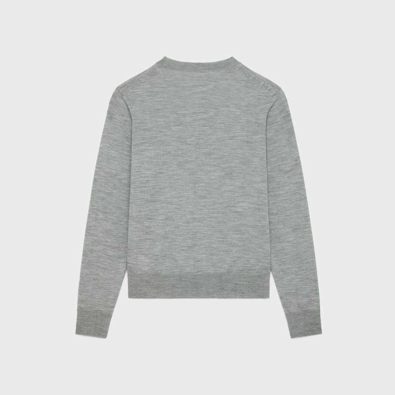 triomphe crew neck sweater in fine wool - LIGHT GREY -  - 1 | CELINE
