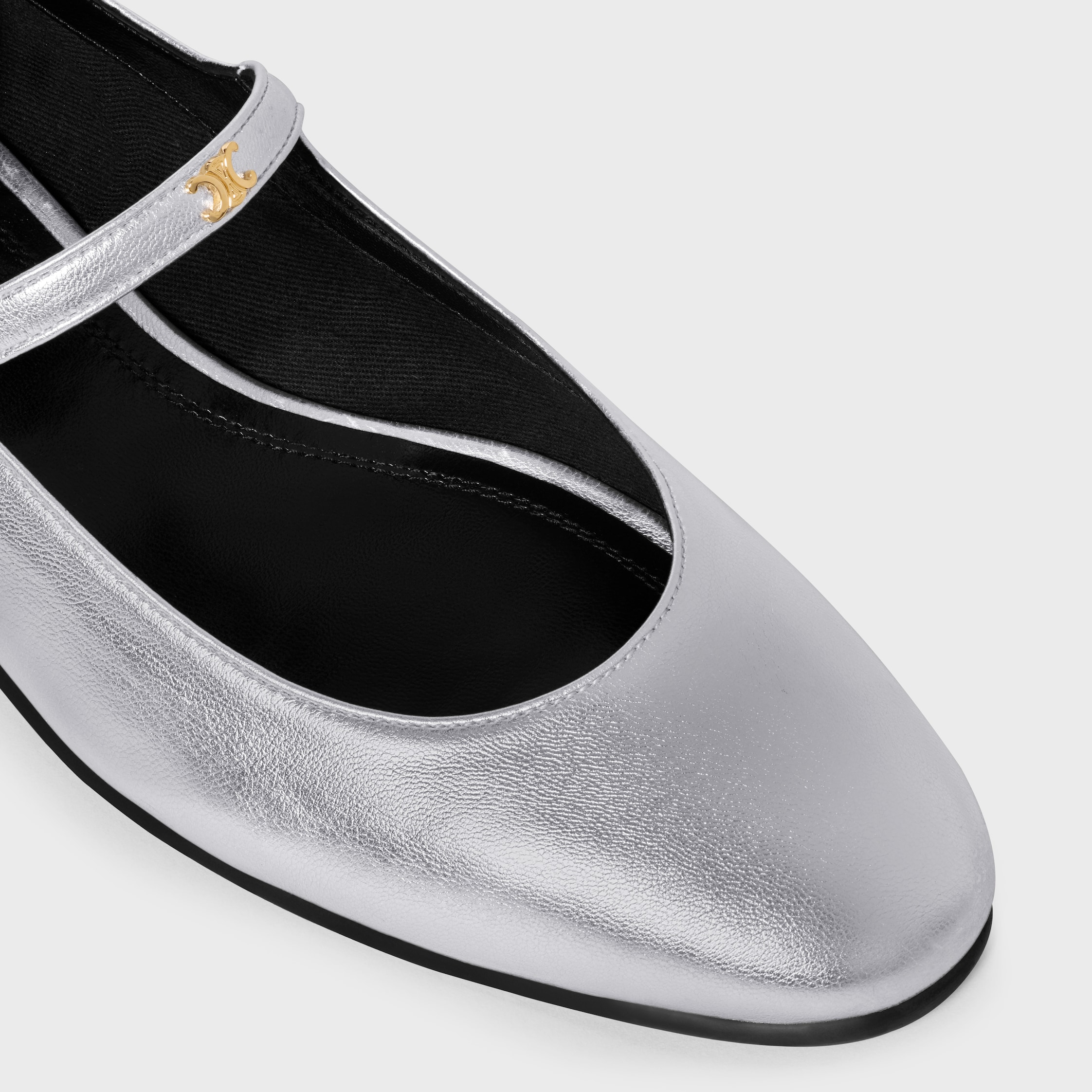 靴/バッグ Celine Mary Jane Flats Silver Leather 37 CITY - MARY-JANE BALLERINA IN LAMINATED LAMBSKIN - SILVER | CELINE