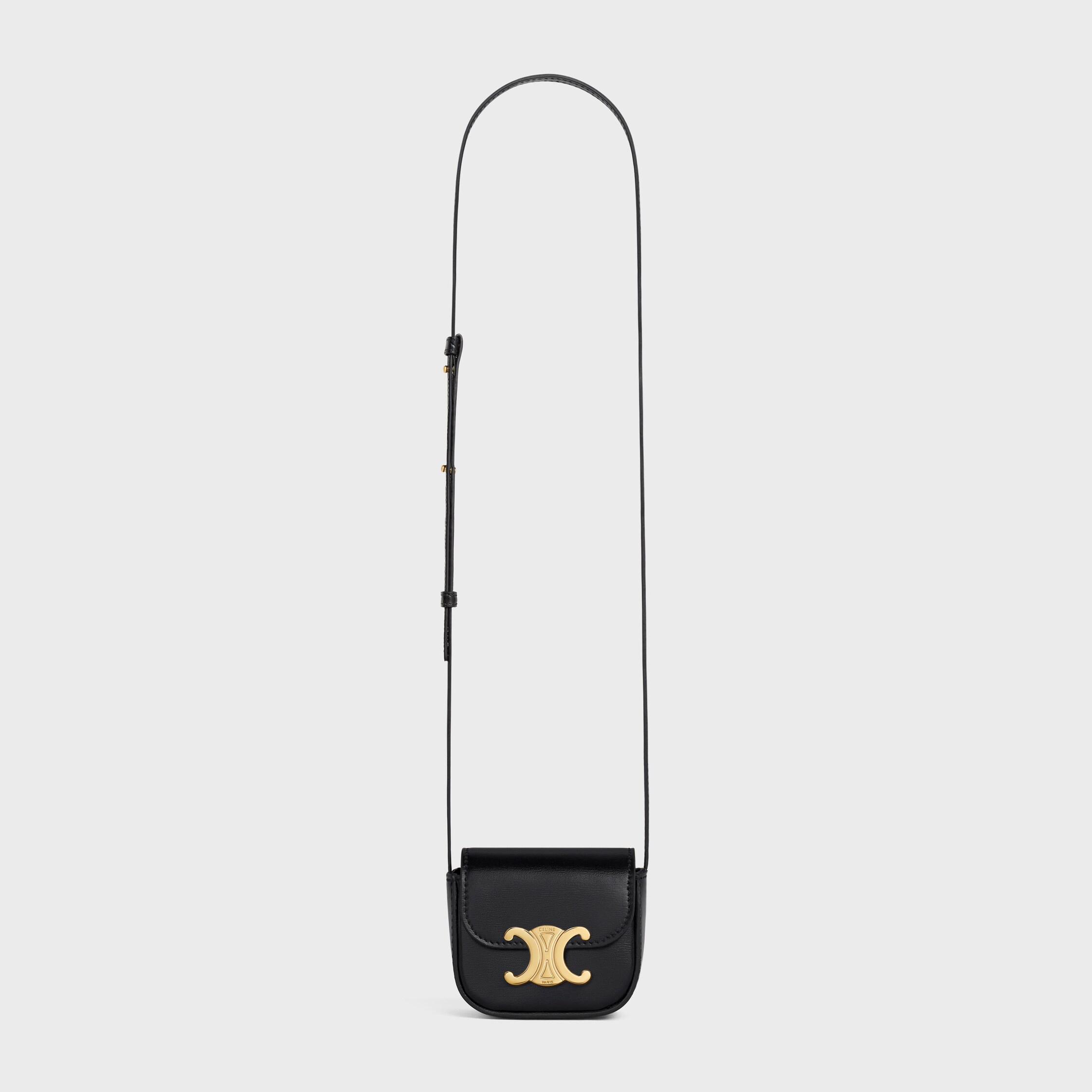 MINI CLAUDE IN Shiny calfskin - BLACK | CELINE