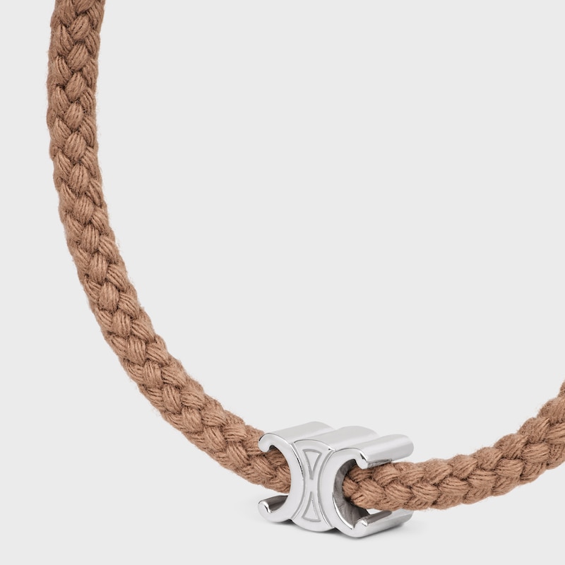 Triomphe Beach Bracelet in Acrylic and Brass with Rhodium Finish - CORD / SILVER -  - 1 | CELINE