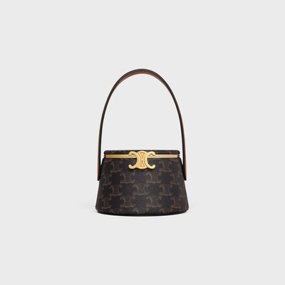 CELINE NINA MINAUDIERE in LAMBSKIN WITH TRIOMPHE CANVAS PRINT AND CALFSKIN - TAN - TRIOMPHE CANVAS - tileIndex | CELINE