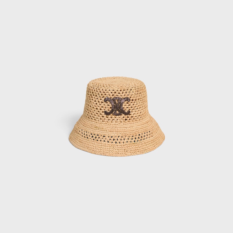 triomphe bucket hat in raffia - NATURAL -  - 1 | CELINE