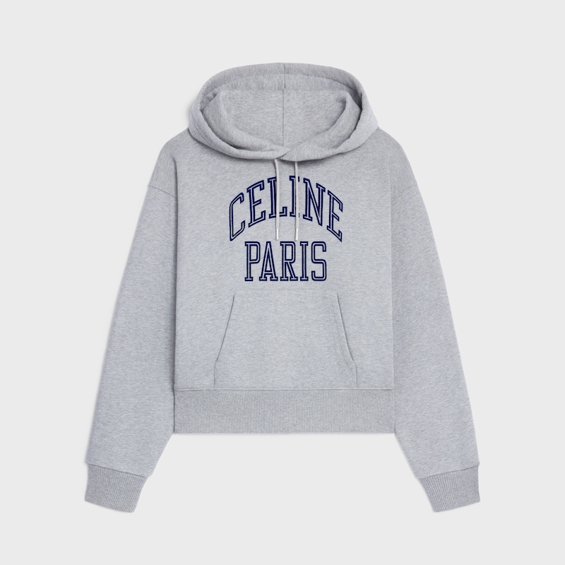loose hoodie IN cotton fleece - GREY MELANGE/NAVY -  - 1 | CELINE