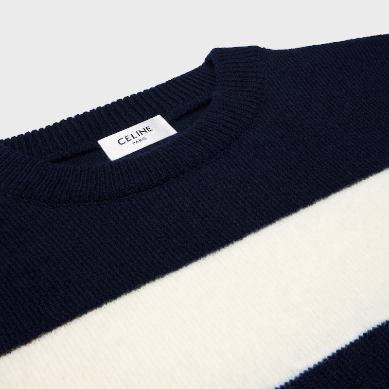 crewneck sweater IN wool cashmere - ECRU/NAVY -  - 1 | CELINE