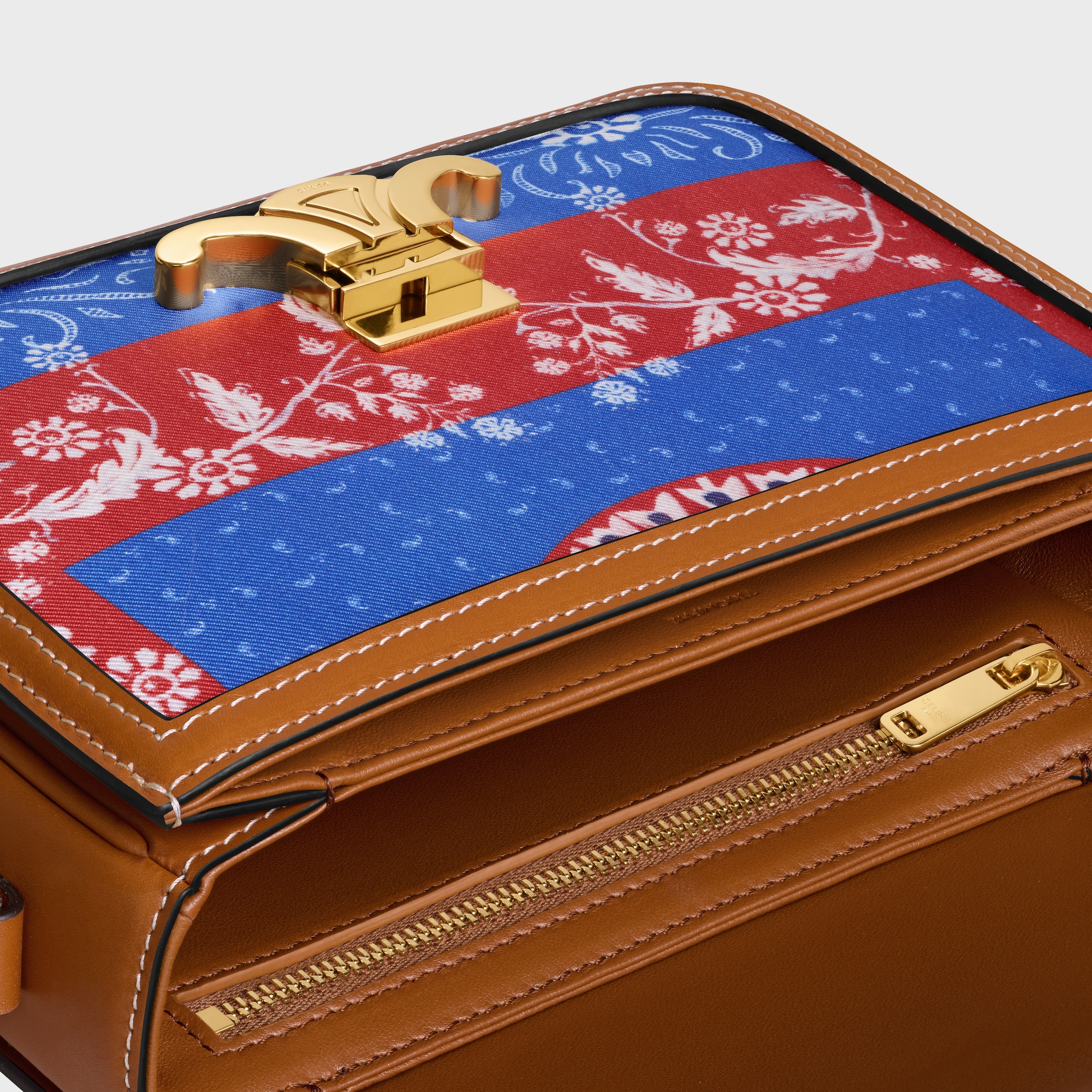 TEEN TRIOMPHE IN SILK AND NATURAL CALFSKIN - NAVY / RED | CELINE