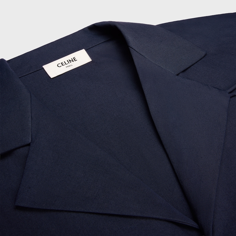 SCOUT SHIRT IN COTTON AND LINEN CLOTH - NAVY -  - 1 | CELINE