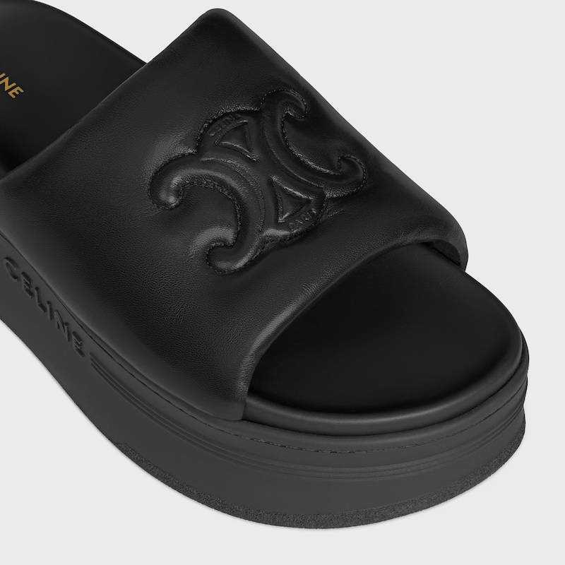 CELINE BLOCK SLIDE WITH TRIOMPHE IN LAMBSKIN - BLACK -  - 1 | CELINE