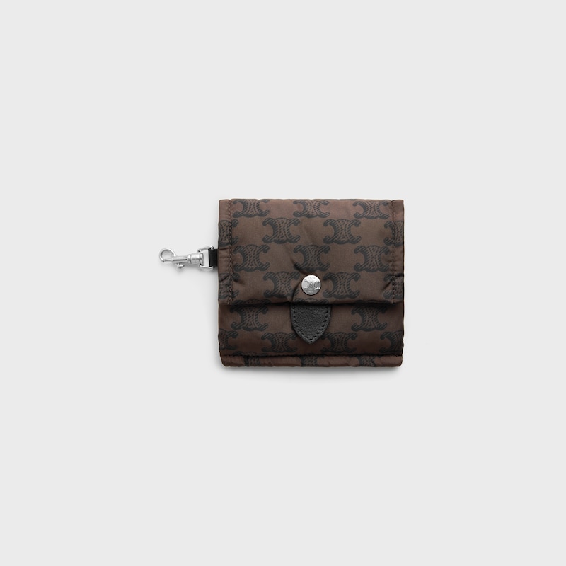 KEYRING CARD HOLDER CELINE PADDED  IN NYLON AND CALFKSIN - BROWN / BLACK - GIFTS FOR HIM - 1 | CELINE