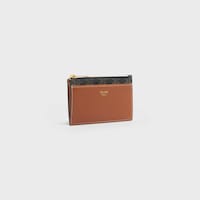 Zipped Card Holder IN Triomphe Canvas and lambskin - TAN - GIFT FINDER - 2 | CELINE
