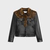 Straight fit blouson jacket in soft lambskin - BLACK / LEOPARD -  - 1 | CELINE