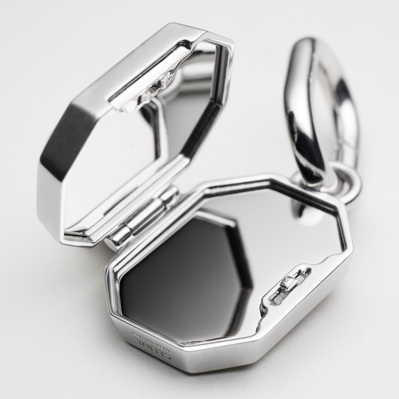 CELINE CHARMS GUILLOCHE BOX IN BRASS WITH RHODIUM FINISH - SILVER - CHARMS - 1 | CELINE