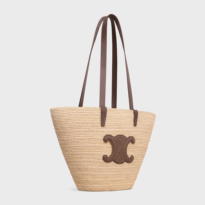 BOLSO TRIOMPHE CELINE CLASSIC PANIER MEDIANO DE RAFIA Y PIEL DE BECERRO - MARRÓN GLASEADO - CLASSIC PANIER - 1 | CELINE