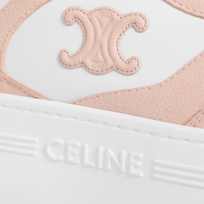 BLOCK WEDGE SNEAKER WITH TRIOMPHE PATCH IN CALFSKIN AND SUEDE CALFSKIN - OPTIC WHITE/BEIGE -  - 1 | CELINE