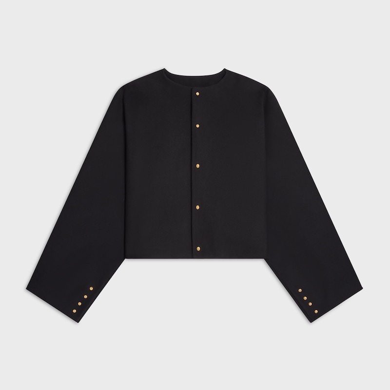 CHAQUETA CÁRDIGAN DE PAÑO DE LANA - NEGRO -  - 1 | CELINE