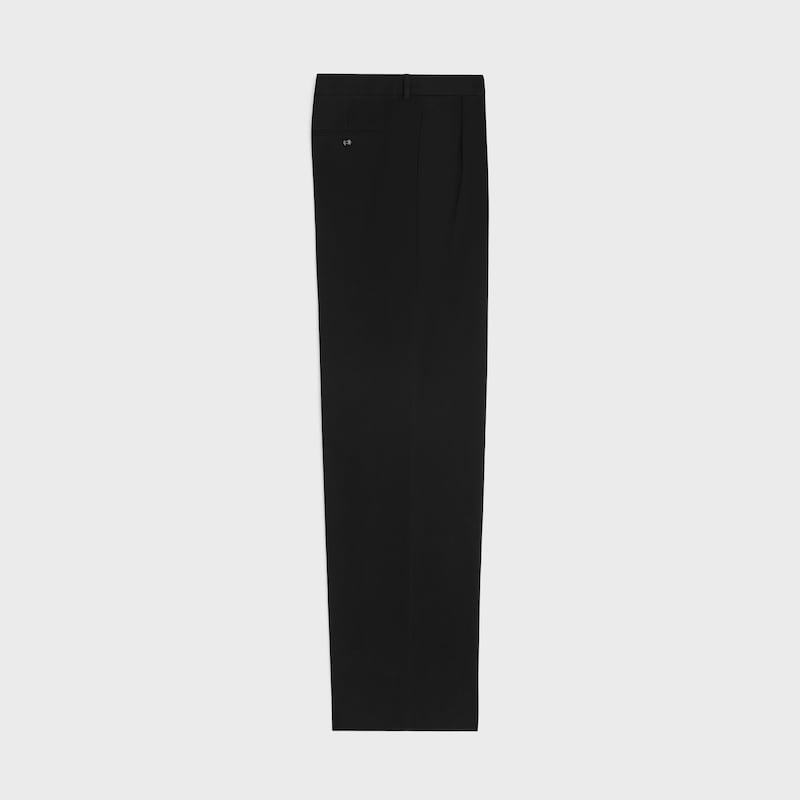 PANTALONES PLISADOS DE LONA DE ALGODÓN - NEGRO -  - 1 | CELINE