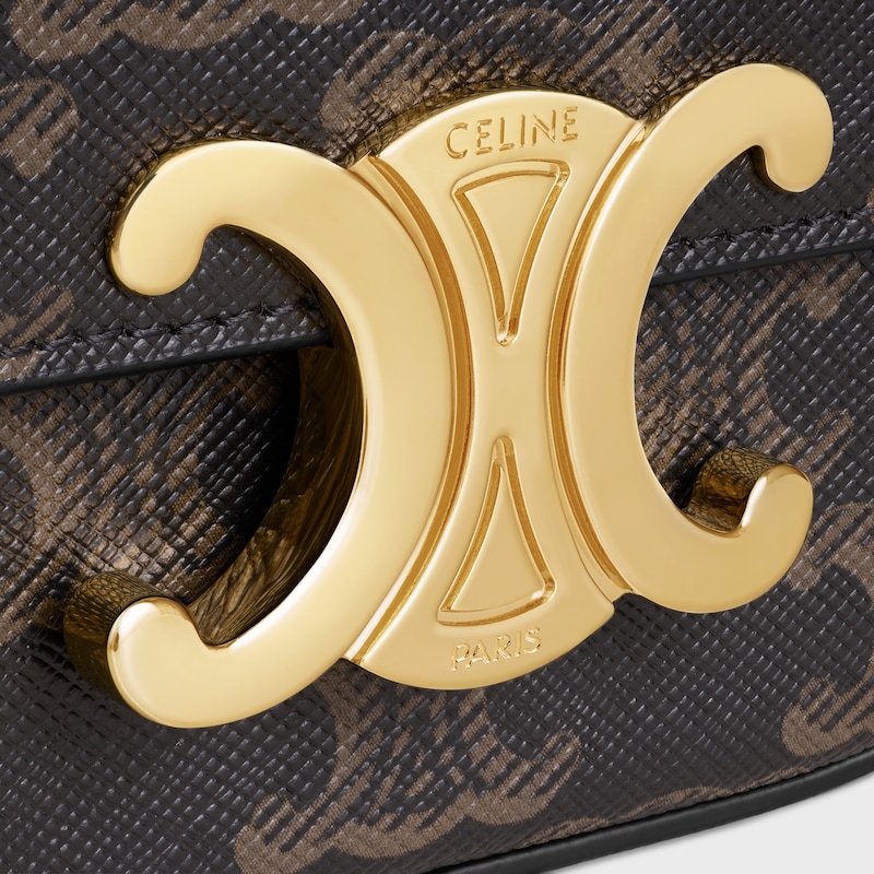 MINI CLAUDE IN TRIOMPHE CANVAS and calfskin - TAN - TRIOMPHE CANVAS COLLECTION - 1 | CELINE