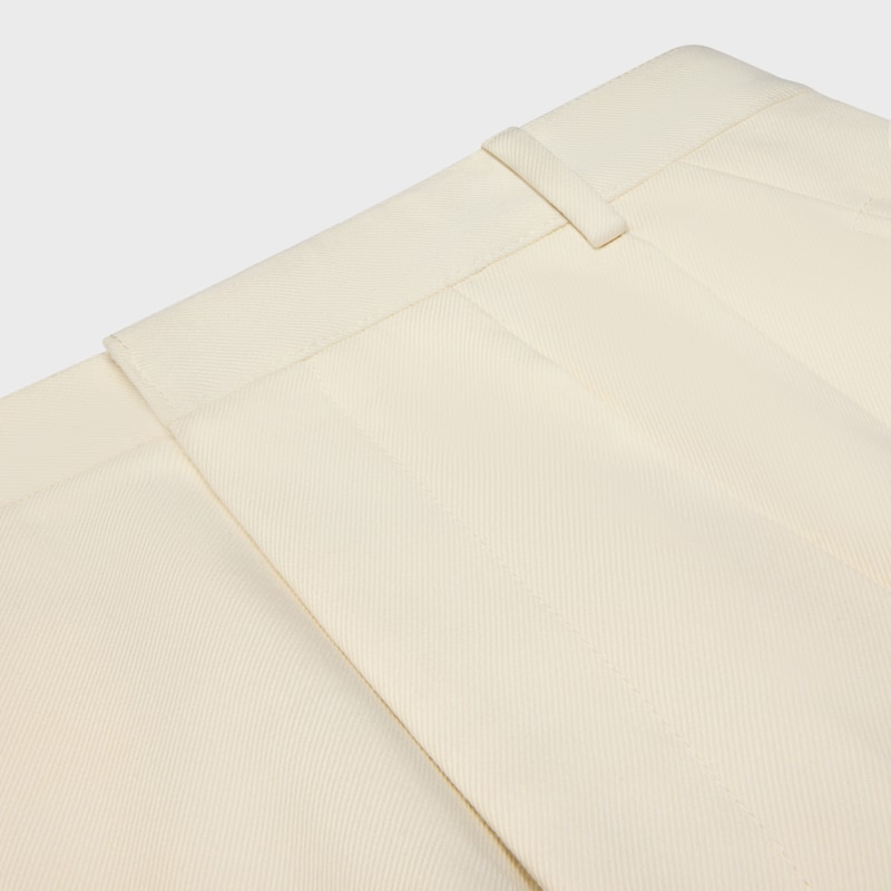 montauk cropped trousers IN DIAGONAL WOOL - IVORY -  - 1 | CELINE