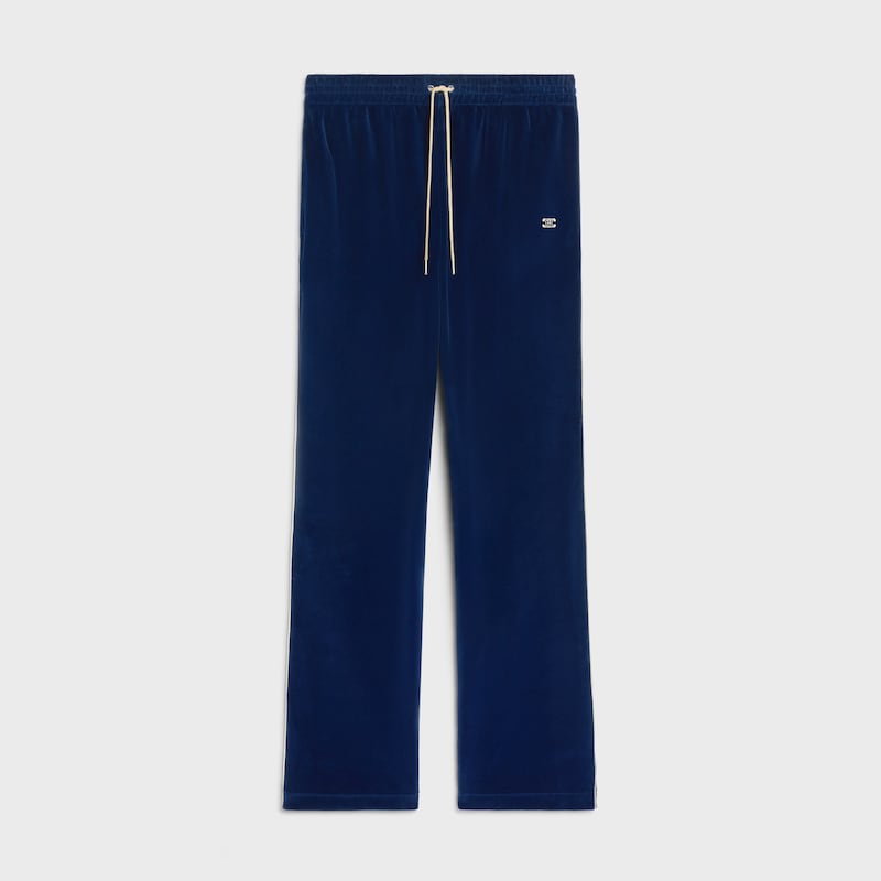 tracksuit pants in velvet jersey - NAVY CHINA/ ECRU -  - 1 | CELINE