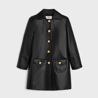 coat with Claudine collar in soft lambskin - BLACK -  - 1 | CELINE
