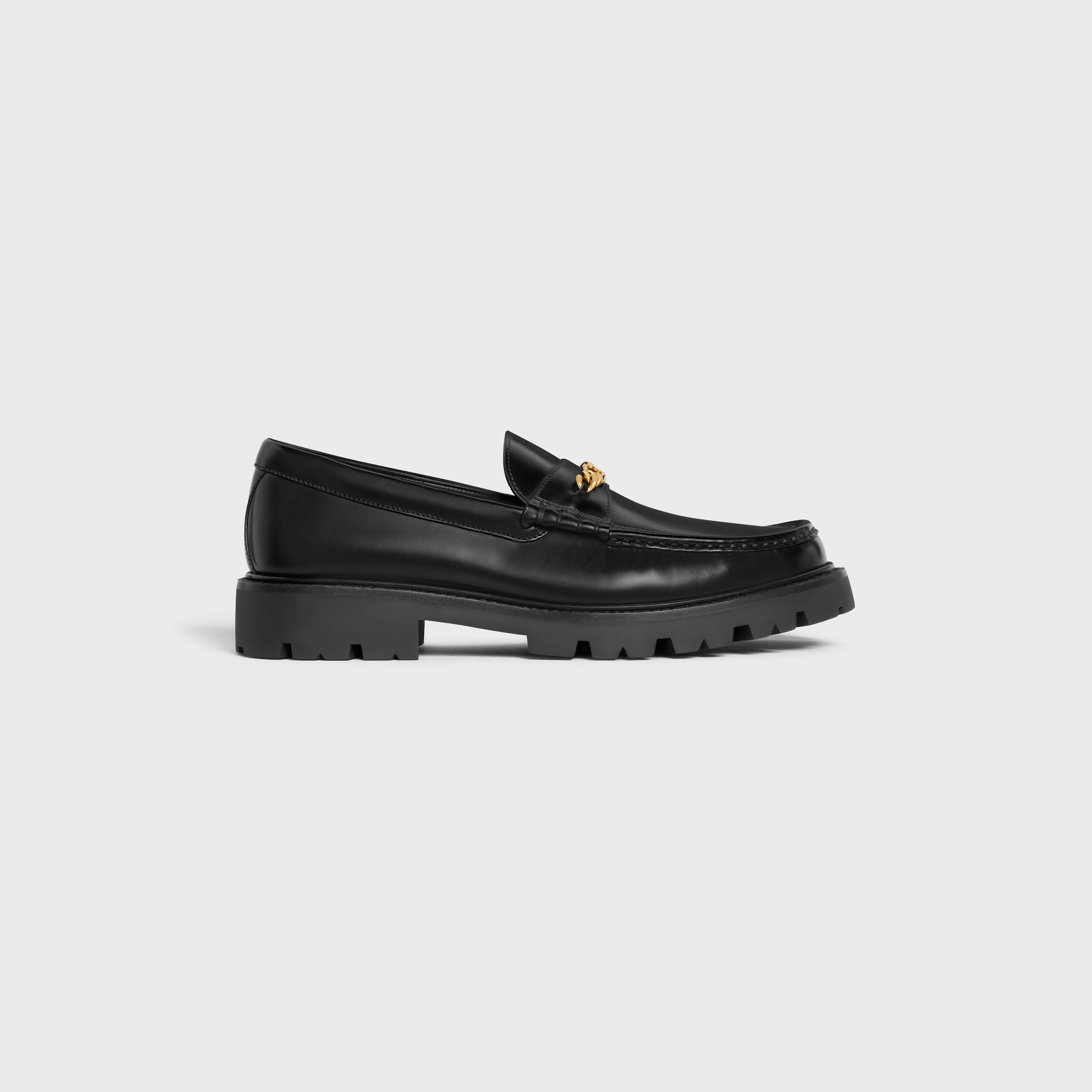 CELINE MARGARET TRIOMPHE LOAFER in POLISHED BULL - BLACK