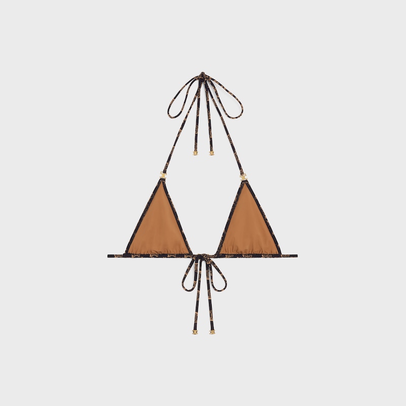 triangle top in monogram matte jersey - TOFFEE / BROWN -  - 1 | CELINE