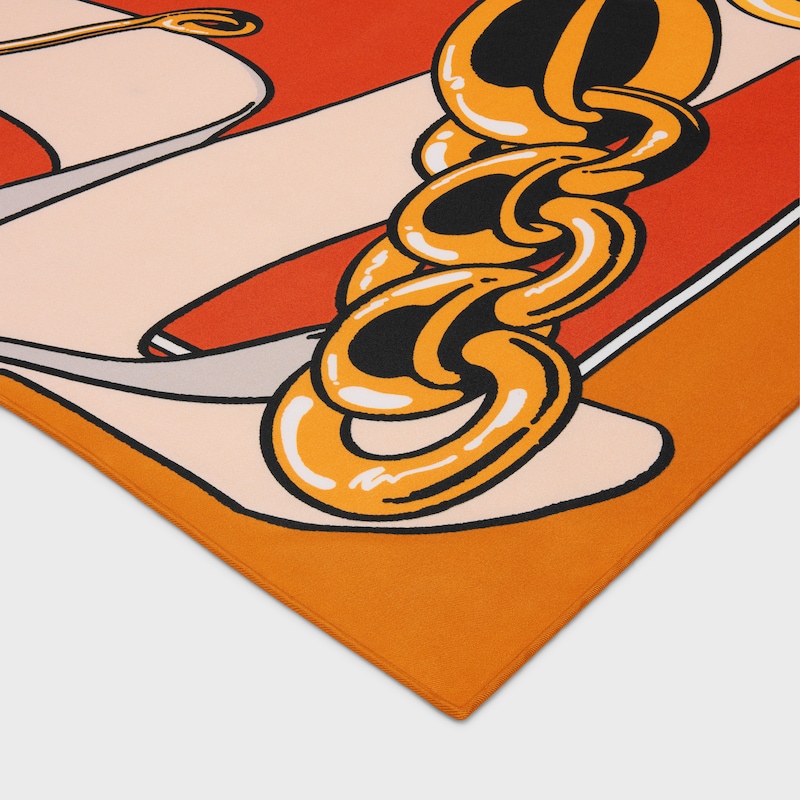 斜纹方巾 - 橙色/金色 -  - 1 | CELINE