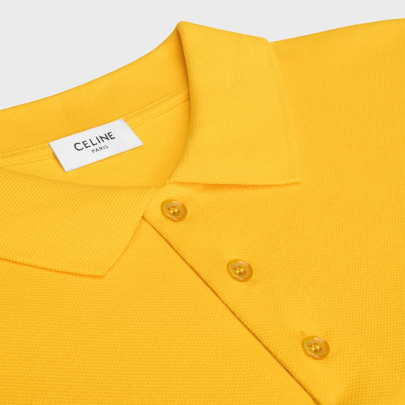 polo shirt IN PIQUE COTTON JERSEY - POST IT YELLOW / NAVY -  - 1 | CELINE