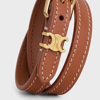 Les Cuirs Celine Double Bracelet in Calfskin and Brass with Gold Finish - GOLD / TAN -  - 1 | CELINE