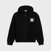 hooded cardigan IN RIBBED WOOL - BLACK -  - 1 | CELINE