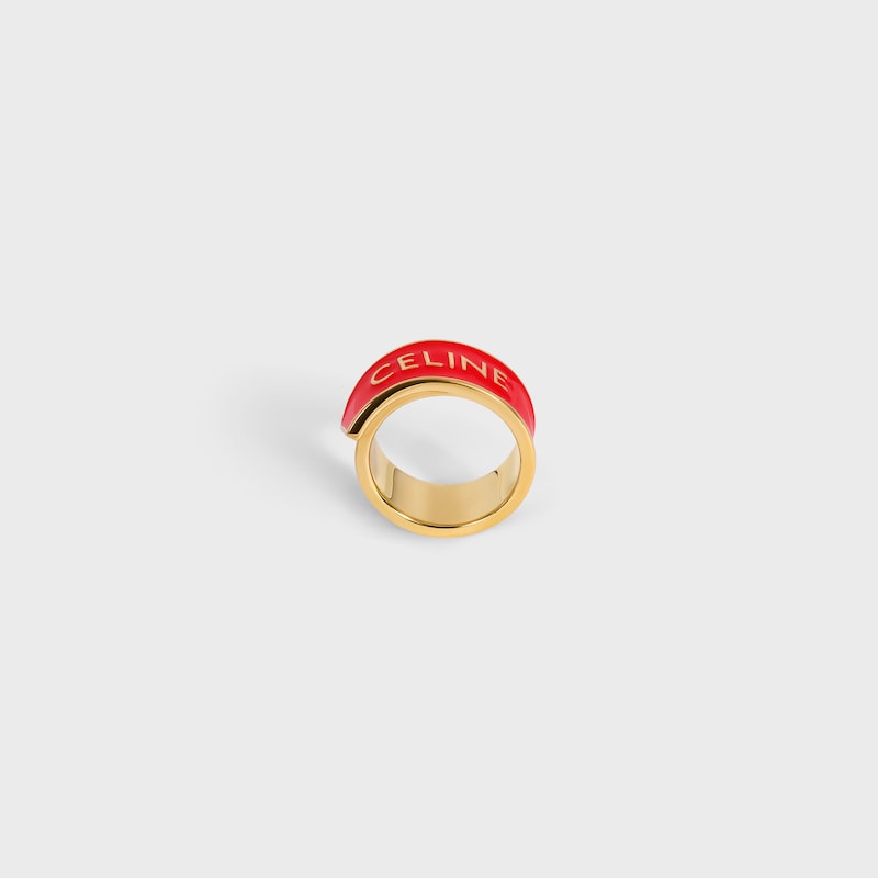 CELINE RIBBON RING IN ENAMEL AND BRASS WITH GOLD FINISH - RED / GOLD -  - 1 | CELINE