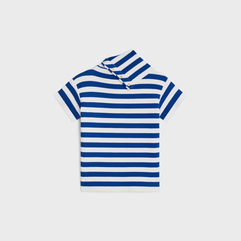 top col montant coton - WHITE/ROYAL BLUE -  - 1 | CELINE