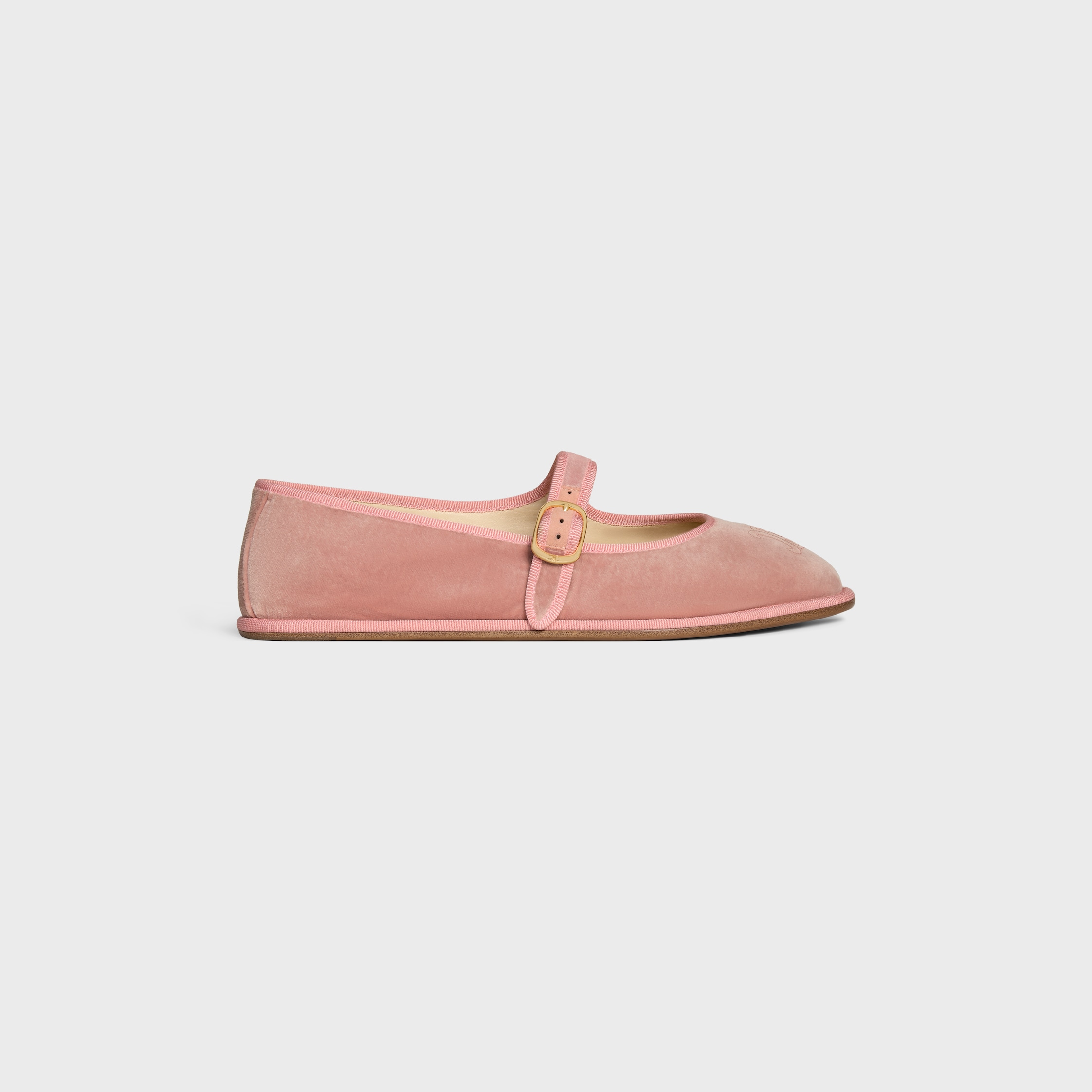 EVE TRIOMPHE MARY-JANE BALLERINA IN VELVET - DIRTY PINK | CELINE