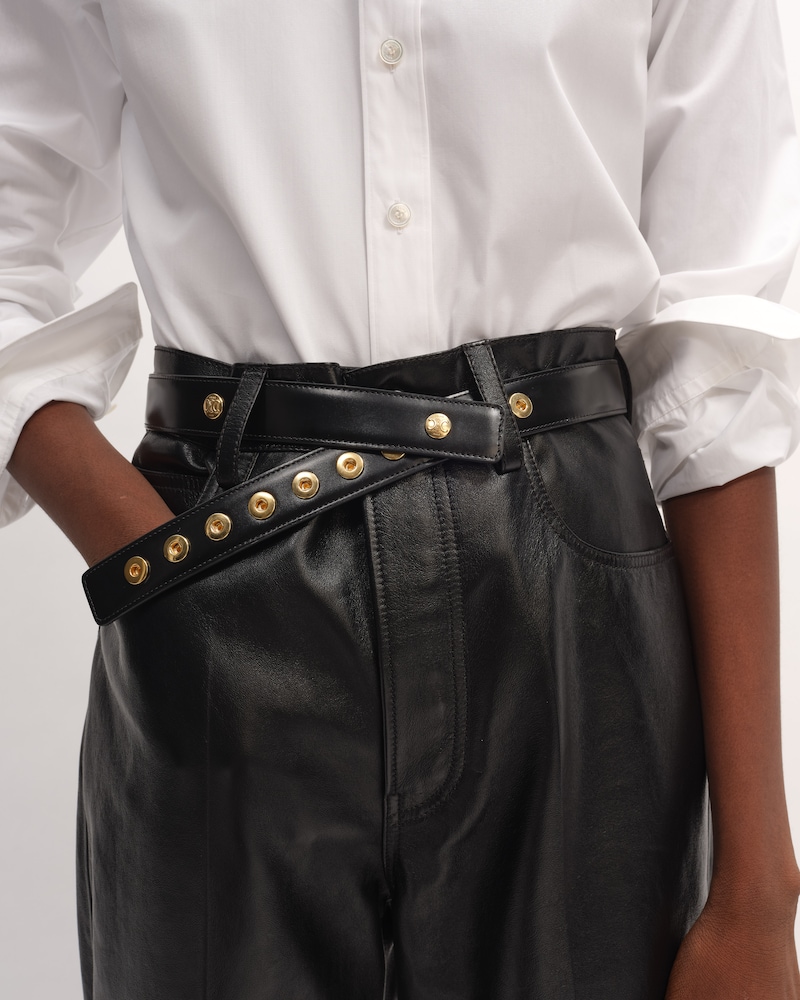 SNAP BELT 28MM IN Taurillon Leather - BLACK -  - 1 | CELINE