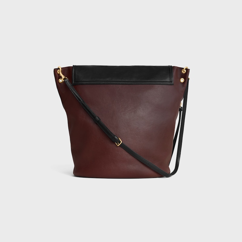 BUCKET SOFT TRIOMPHE IN SUPPLE SHINY LAMBSKIN - DARK BROWN / BLACK - NEW - 1 | CELINE