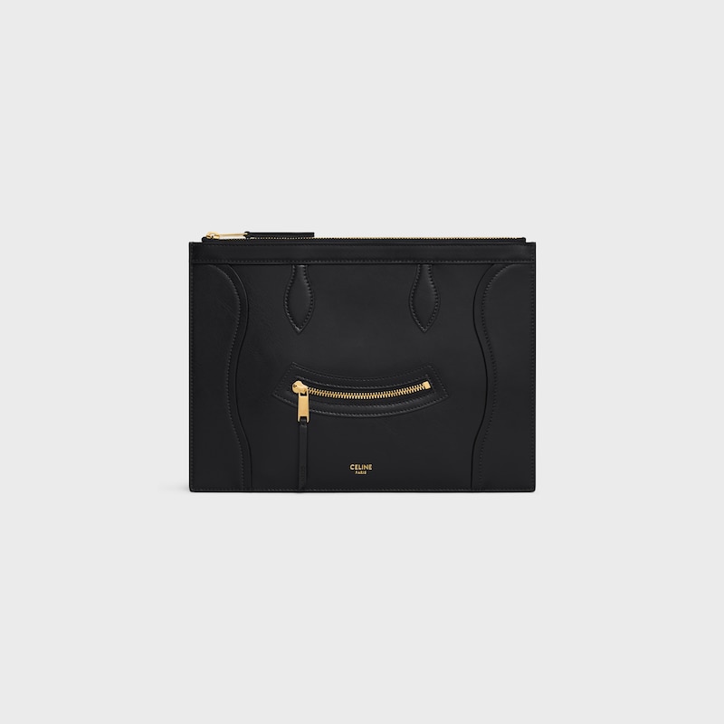 POCHETTE MEDIANA DE PIEL DE BECERRO BRILLANTE - NEGRO - NOVEDADES - 1 | CELINE