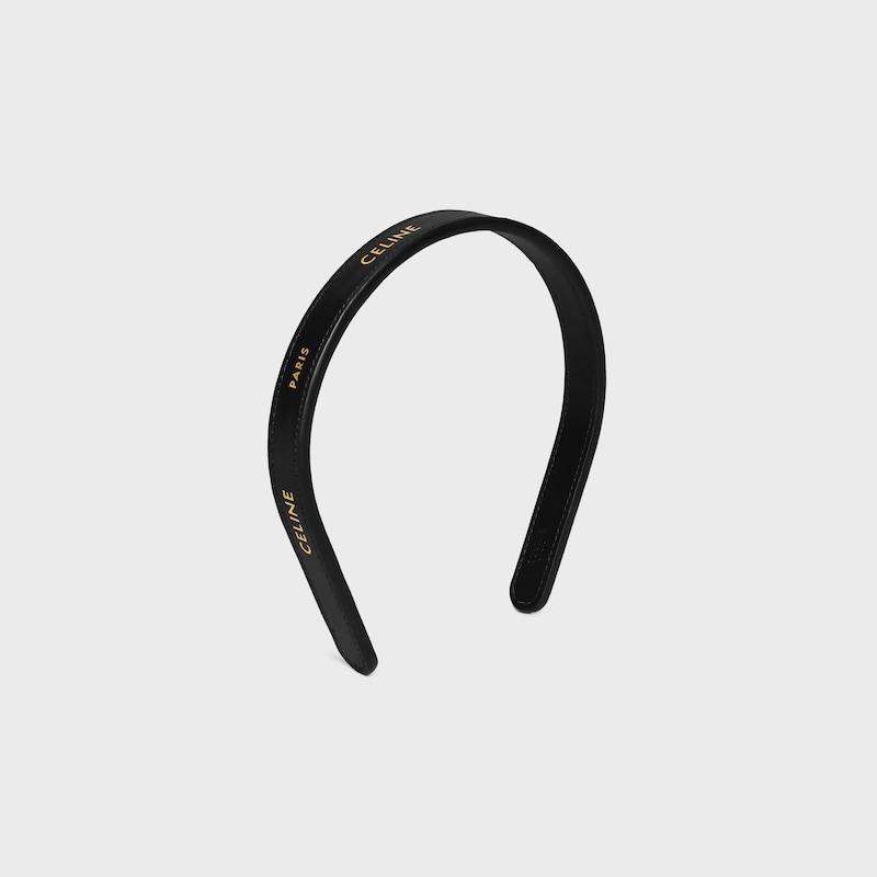Celine Paris Thin Headband in Calfskin - Black / Gold - HAIR ACCESSORIES - 1 | CELINE