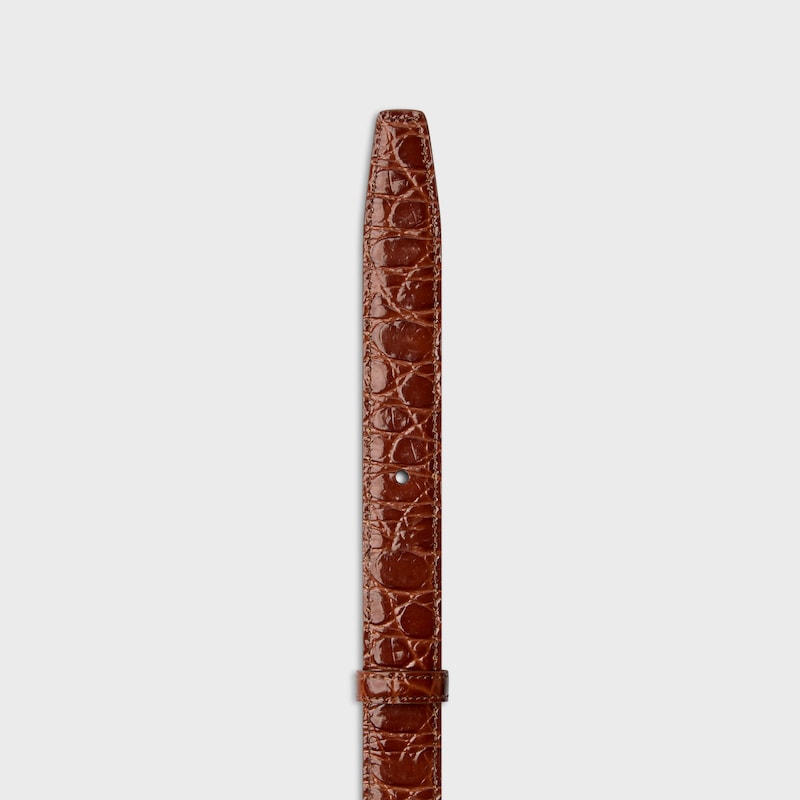 Reversible Strap 25MM IN TAURILLON LEATHER AND CROCODILE EMBOSSED CALFSKIN - RED WOOD -  - 1 | CELINE