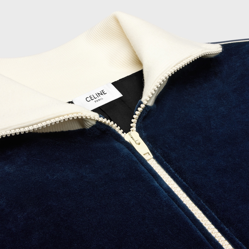 tracksuit jacket IN velvet jersey - BLEU NUIT/ECRU -  - 1 | CELINE