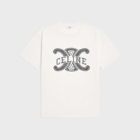 loose t-shirt IN cotton jersey - OFF WHITE / BLACK -  - 1 | CELINE
