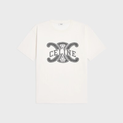 루즈 티셔츠 - 코튼 저지 - 오프 화이트 / 블랙 -  - tileIndex | CELINE