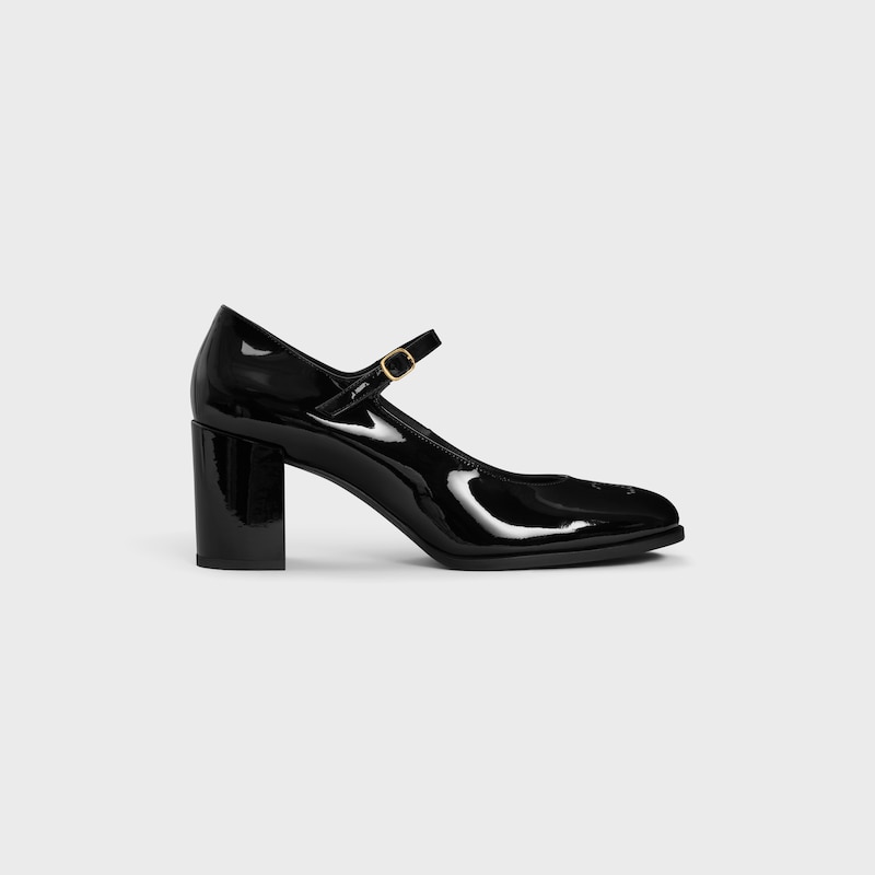 CELINE LILY BABIES AVEC TRIOMPHE PERFORÉ  EN CUIR DE VEAU VERNI - Noir -  - 1 | CELINE