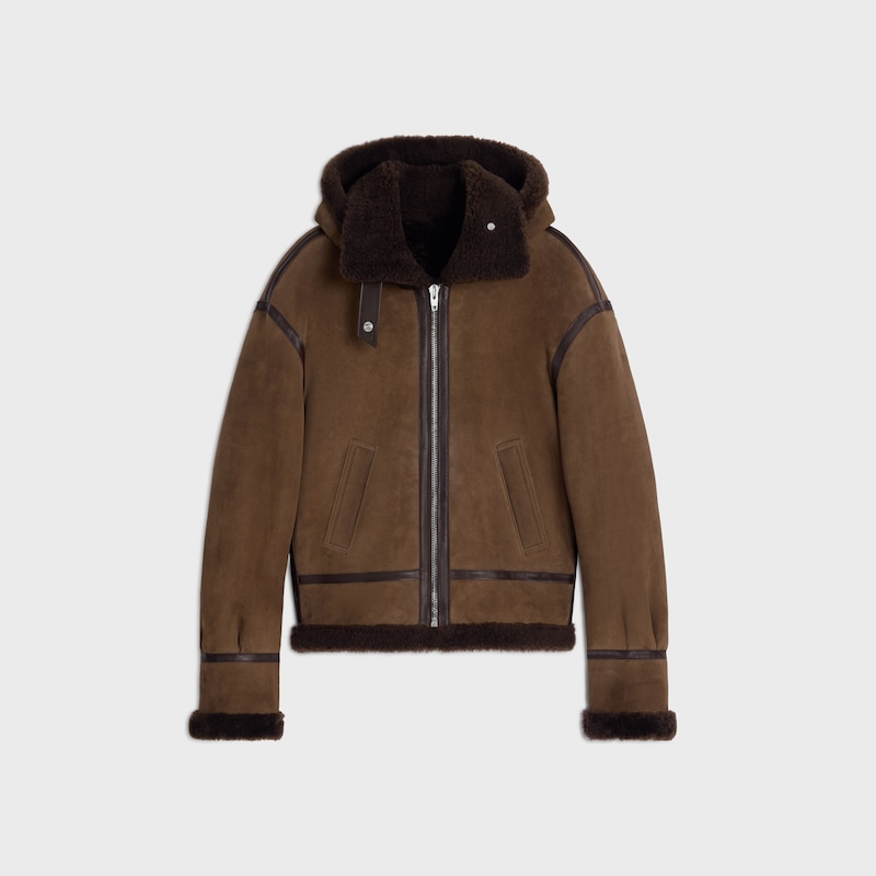aviator jacket IN suede - BROWN -  - 1 | CELINE