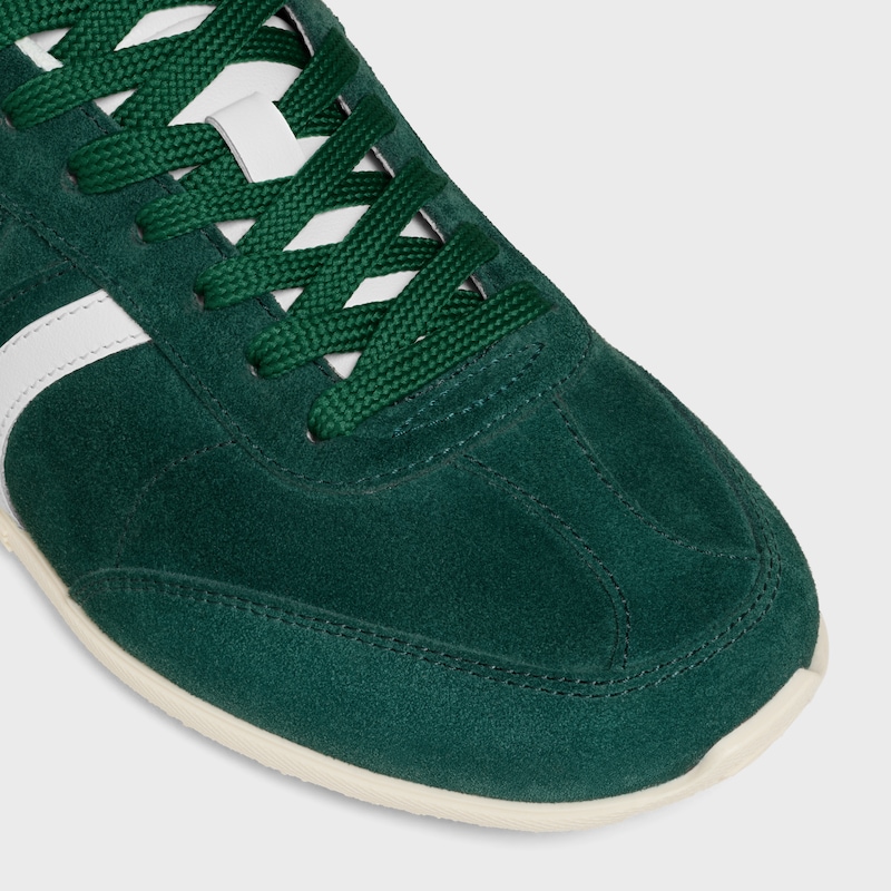 CELINE JOGGER LOW LACE-UP SNEAKER WITH TRIOMPHE IN SUEDE CALFSKIN AND CALFSKIN - BOTTLE GREEN -  - 1 | CELINE