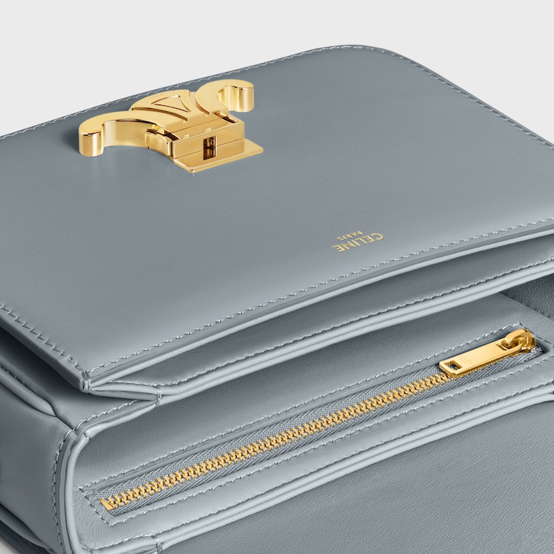 Teen Triomphe Bag in shiny calfskin - BLUE GREY - SHOULDER BAGS - 1 | CELINE
