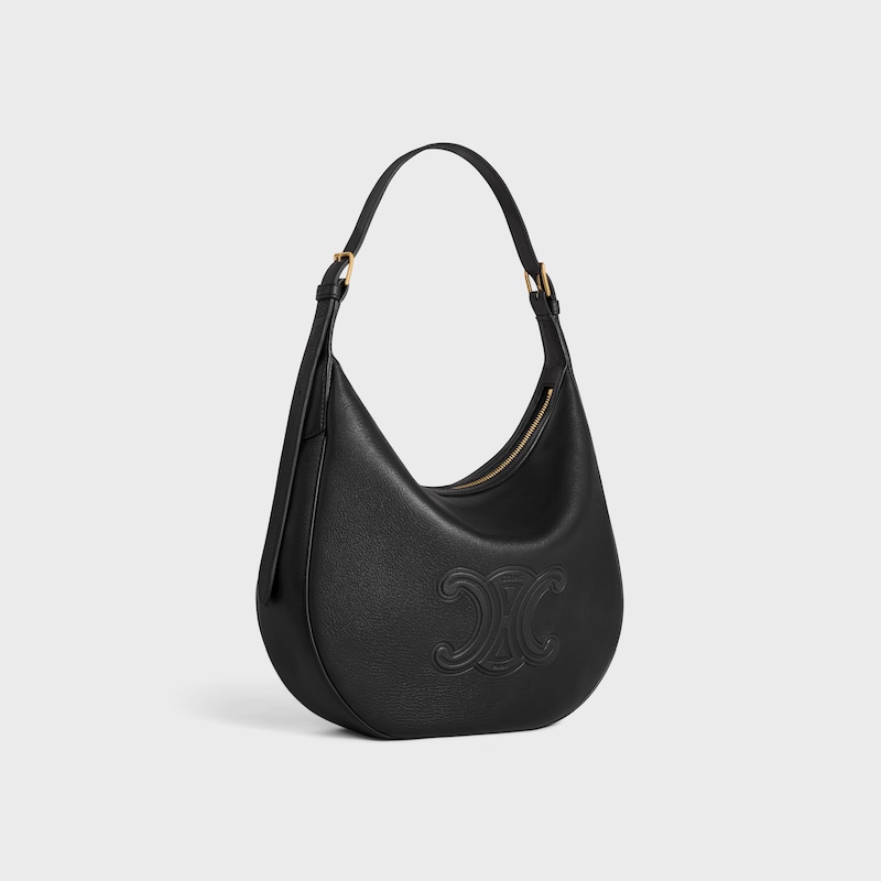 HELO&Iuml;SE柔軟粒面牛皮革中號手袋 - 黑色 - HOBO手袋和托特包 - 1 | CELINE