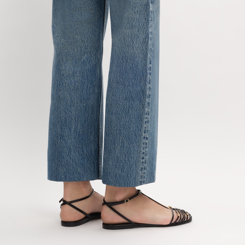 CAGE FLAT SANDAL IN GOATSKIN - BLACK -  - 1 | CELINE